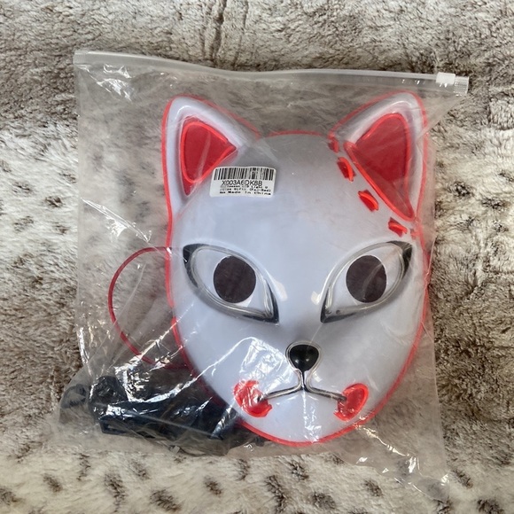 NWT! Demon Slayer fox mask LED lights Halloween party costume trick or treat - Picture 7 of 9